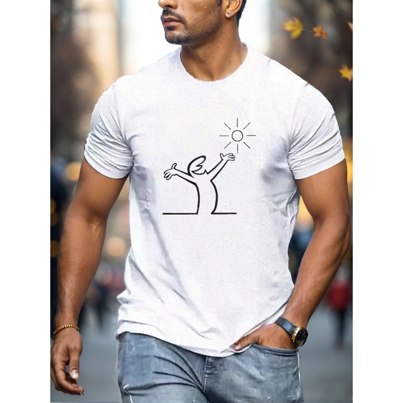 

2025 Print, Men's Crew Neck Short Sleeve T-shirt, Comfortable And Soft For Summer Casual Wear And Outdoor Activities