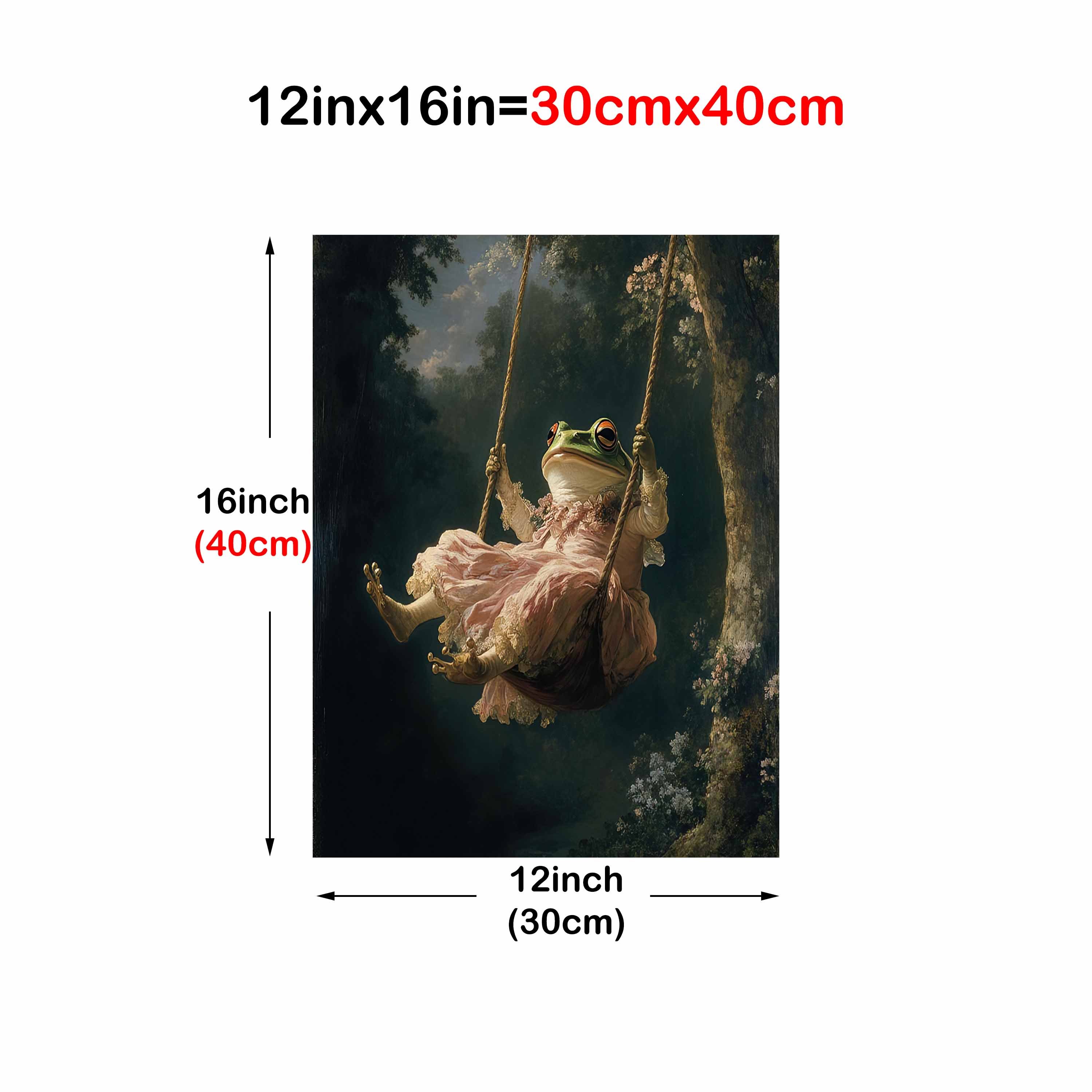 TEMU 2d Flat, 2d Flat, 1pc For Frog Girl Canvas Artwork Featuring A Swing, Part Of A Cartoon Series, Perfect For Wall Decoration. An Ideal Lovers,