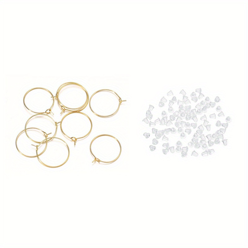 Image of 100pcs/50 Sets Round Earring Studs And Ear Caps Transparent Ear Plugs Set 20mm/25mm/30mm/ 9-character Earring Ear Jewelry Making Additions For Jewelry Jewelry Craft