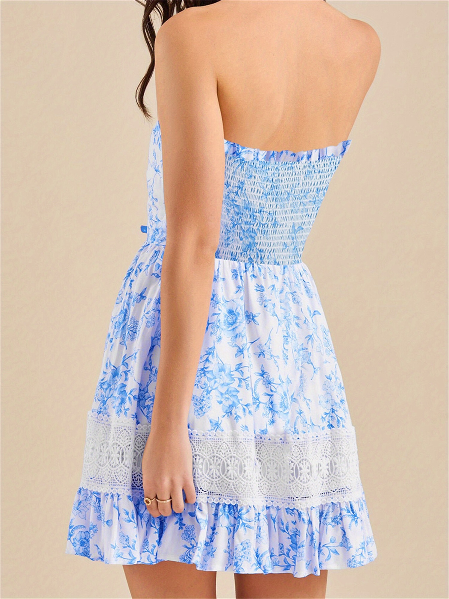 summer flowy mini dress Ivory Floral Stripe Mini Dress main image 0