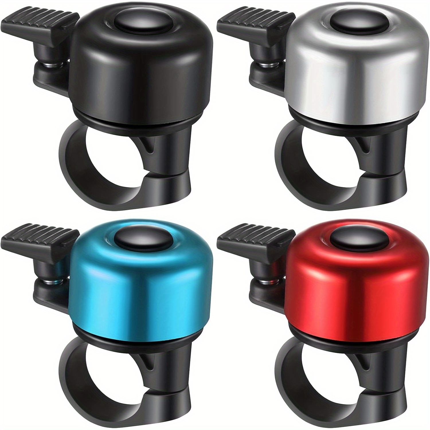 TEMU 4pcs Bike Bell Set W/screwdriver| Loud Sound Aluminum Ring| Fits Mtb, Road, Folding Bikes& Scooters| Durable Handlebar Safety Horn For Adults&