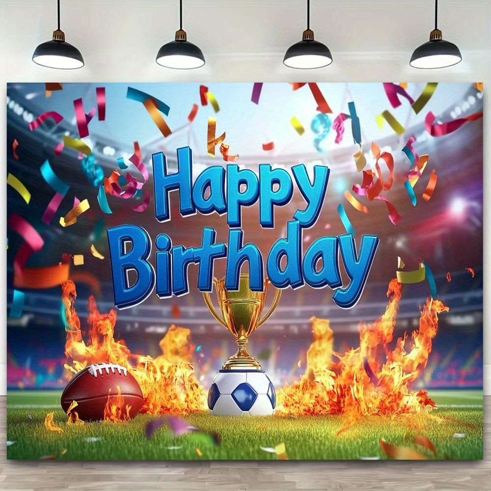 4-Pack Football Pennant Banner Set - Sports Party Decor With Green, Brown & White Triangle Flags