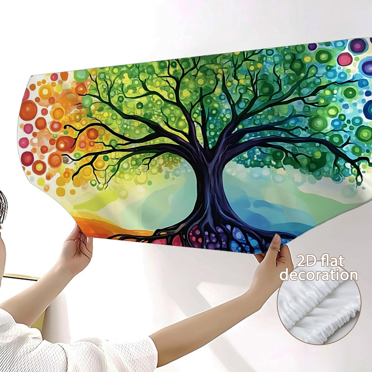TEMU 1 pz di copertura antipolvere decorativa piatta 2D per condizionatori d'aria domestici, progettata per appesa, che offre una copertura completa