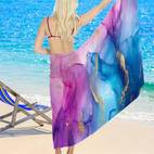 1pc bohemian chiffon beach sarong smock lightweight versatile swim cover up for women elegant translucent beach towel skirt with purple marble for and swimming