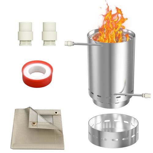 scaldacqua per piscina in acciaio inossidabile progettato per uso su legna, con raccordi da 32/38 mm, dimensioni 30 x , disponibile in set da 1/2 pezzi