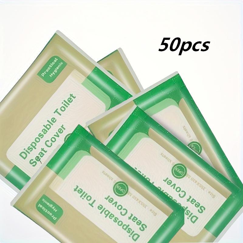 TEMU 50 Unidades de Cubiertas Desechables para Asientos de Inodoro, Protectores Higiénicos para Viajes y Hoteles, Individualmente, Tamaño Universal