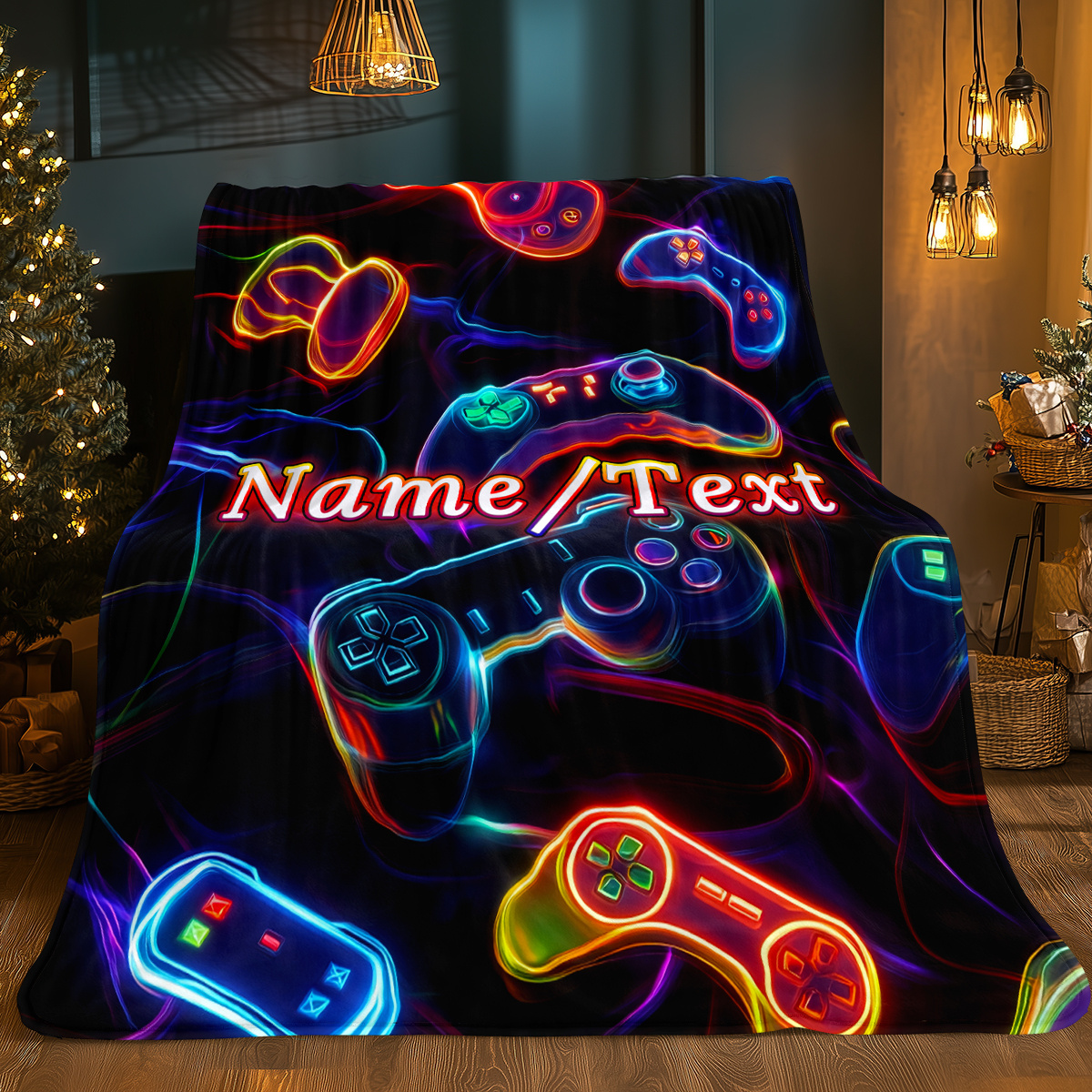 TEMU Couverture de Jeu Personnalisée avec Nom - Couverture en Flanelle Légère pour Maison, Literie, Canapés, Lits, Voyages, Camping, Salons, Bureaux,