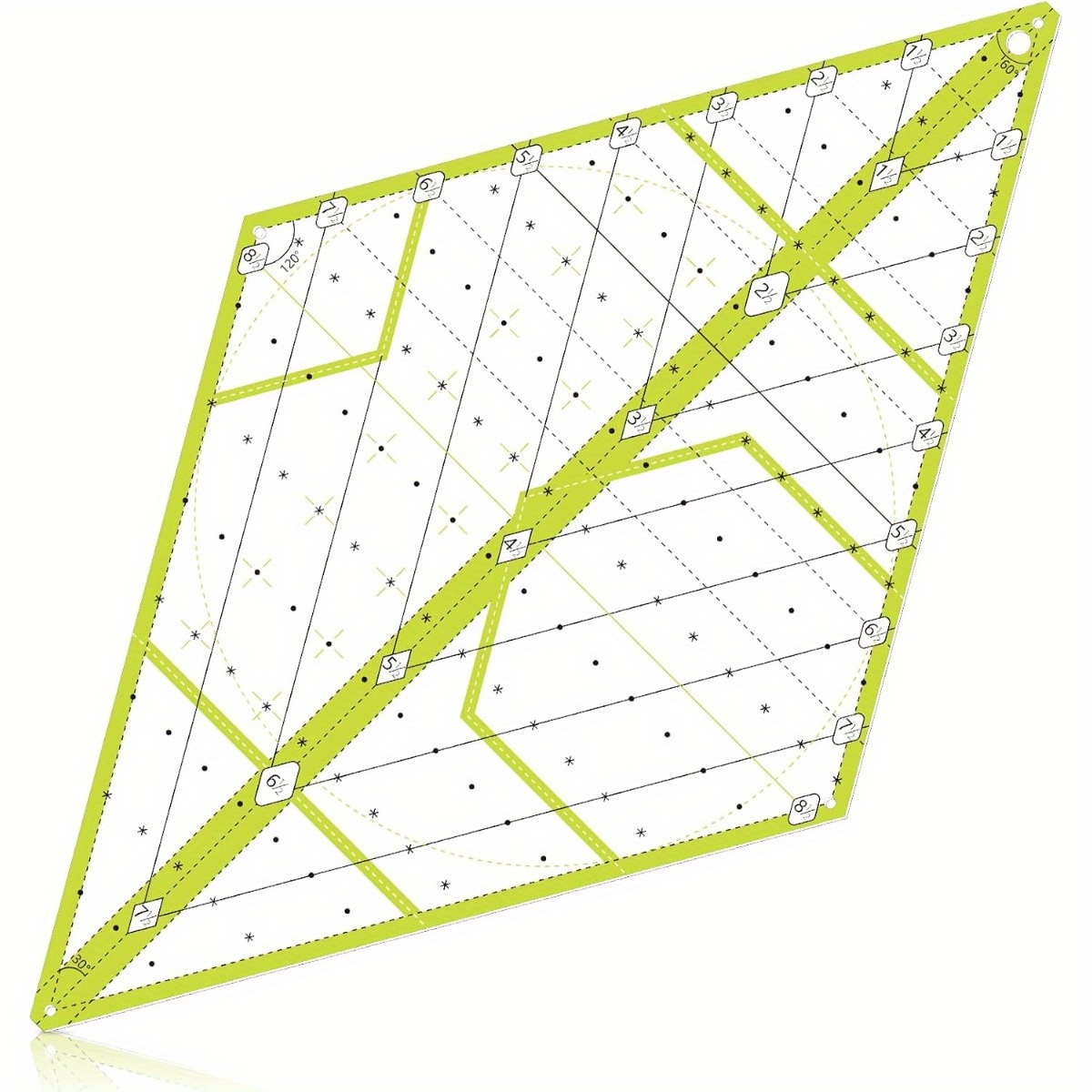 TEMU Gabarit diamant acrylique à 60 degrés, règle triangulaire pour couture et patchwork, règle d'artisanat, règle d'outil, règle de quilting et