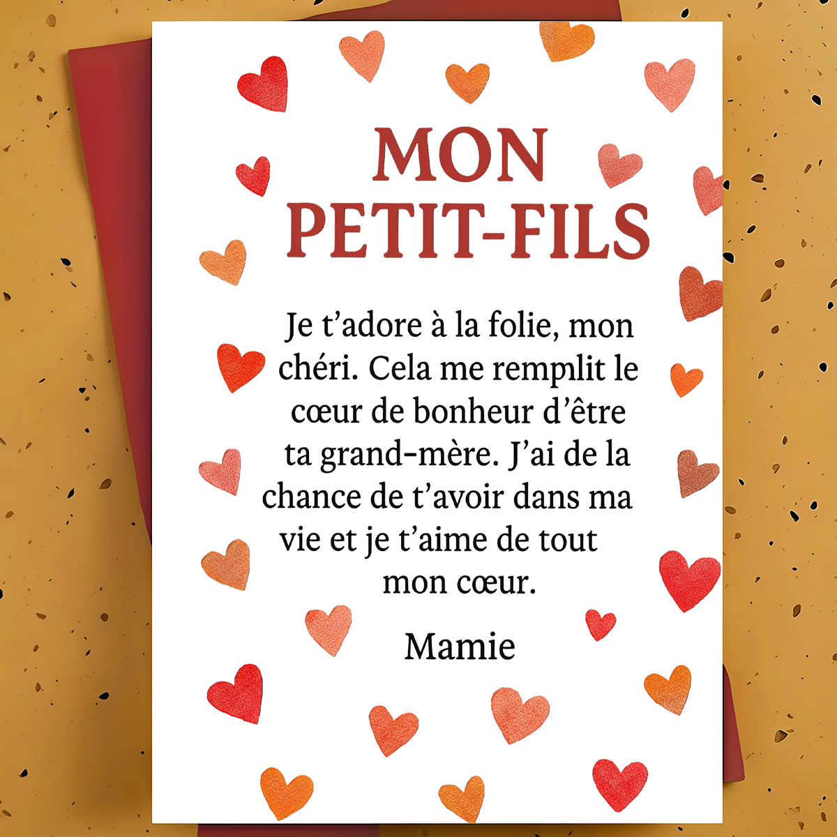 TEMU 1 carte de vœux chaleureuse et aimante pour petit-fils – Design minimaliste avec cœurs pailletés, carte douce et affectueuse, avec enveloppe