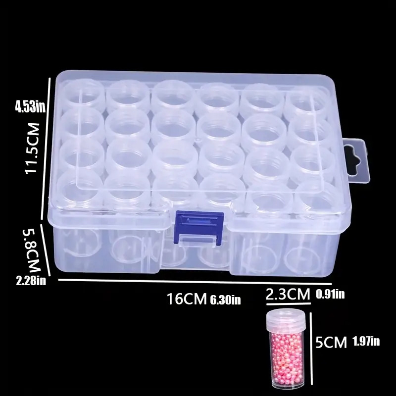 Image of 24/38 Plastic Storage Containers Set With Large Box, Clear Round Beads Display Cases, Diy Embroidery Painting Nail Art Accessory Organizer, Multifunctional Portable Craft Supplies, Jewelry Boxes