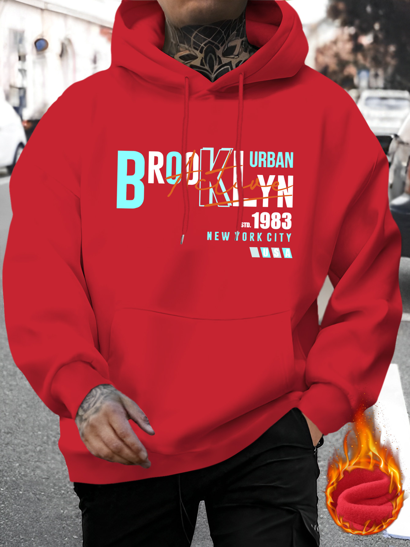 ★GENERAL IDEA★ Brooklyn Cozy Man to Man RED SBD1U02008 Brooklyn, New York Sweatshirt, Paint Text Brooklyn
