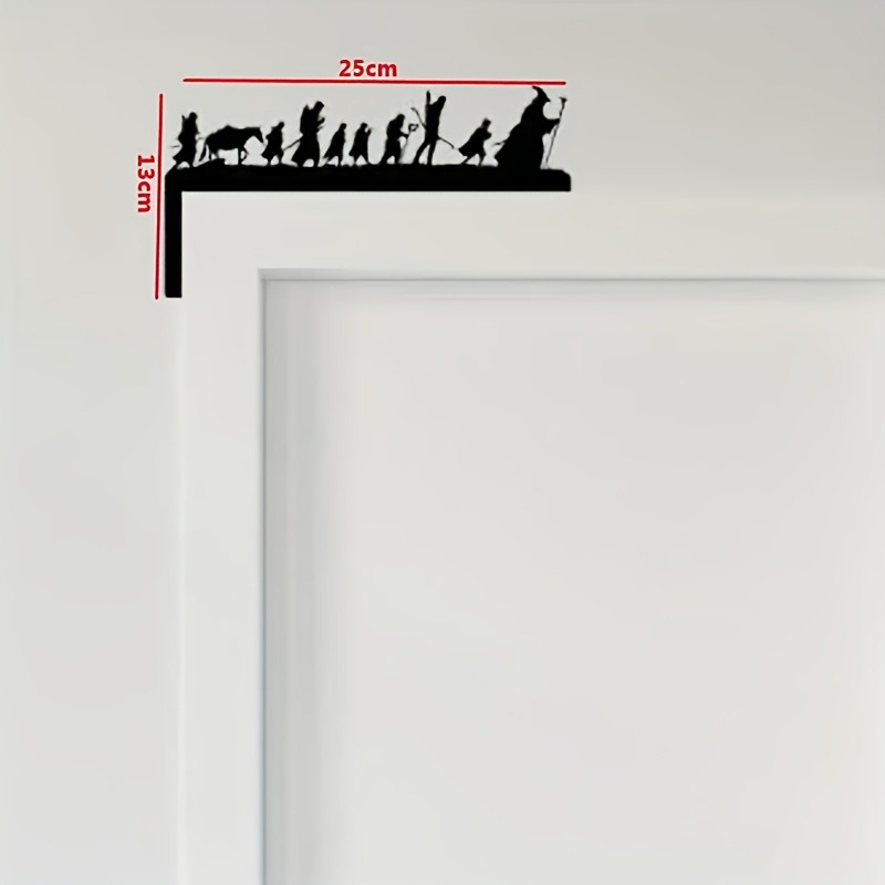 TEMU 1pc Door Corner - Elegant Black Metal Wall Sculpture, Art Piece, Suitable For Living Room Decor And Christmas Gift | Modern Home Decoration,