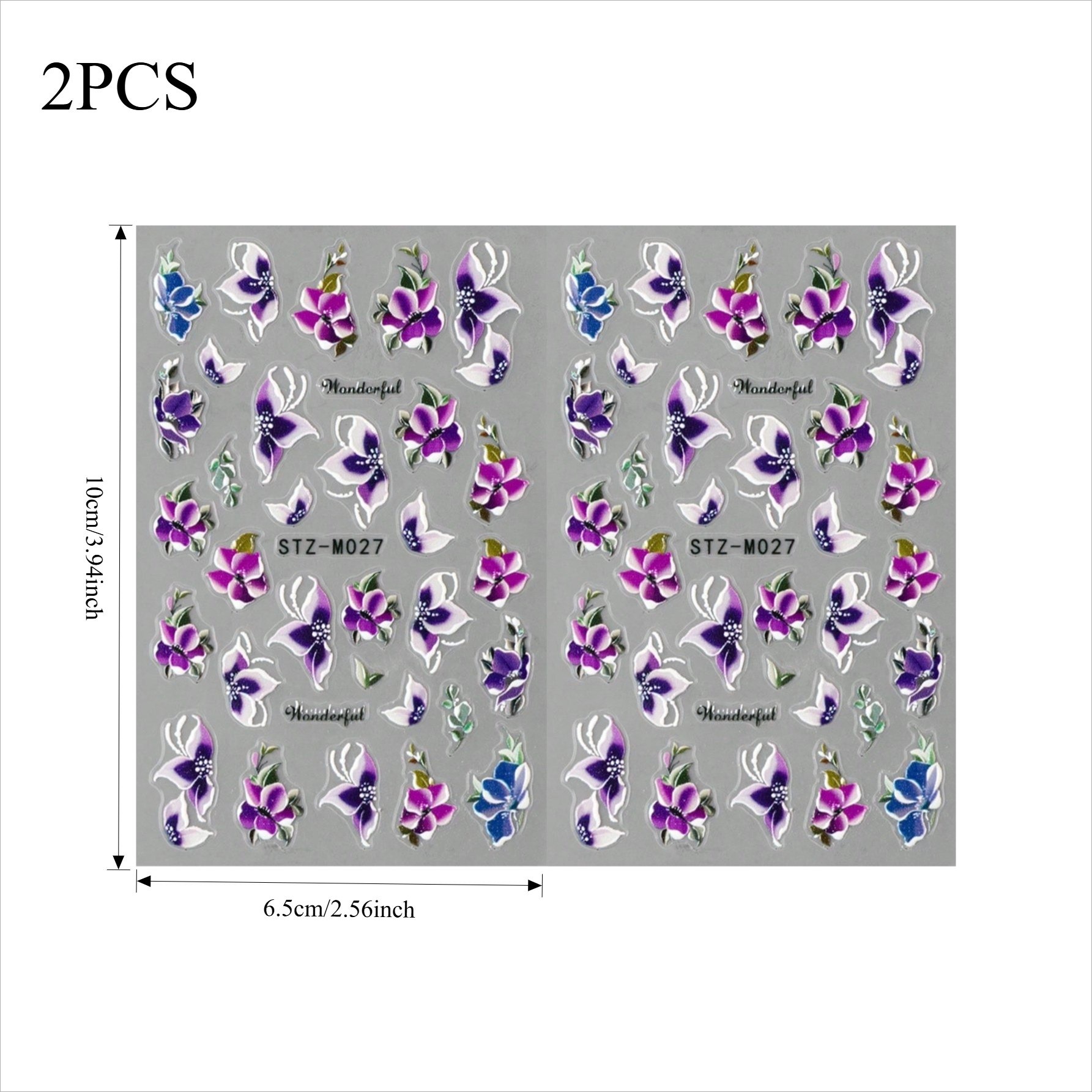 2pcs Purple Floral Petal Spring Nail Stickers French Tip Flower 3d Nail Art Decals Wedding Nail Supplies Diy Holiday Party Nail Charms Decorations Nails