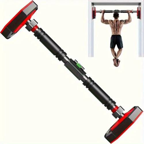 1pc heavy duty all in adjustable height width auto locking mechanism no drill installation sturdy black frame non slip rubber grips space saving upper training equipment for pull ups squats