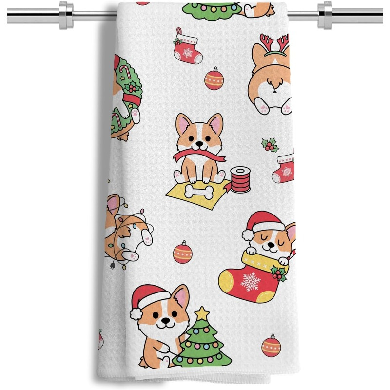 

1pc Christmas Towel, - Polyester, , , , Rectangular Dish Towel For , Christmas Towel For Bathroom, 18x26