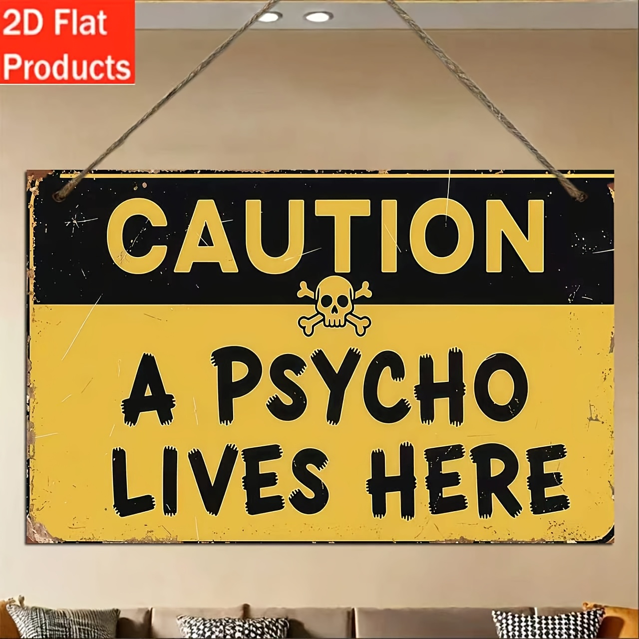 TEMU 2d Flat, 1pc Wooden Decorative Plaque Sign " Ill " - Humorous Warning Wall Decoration, Suitable For Home, Office, Bedroom, Or Bathroom -
