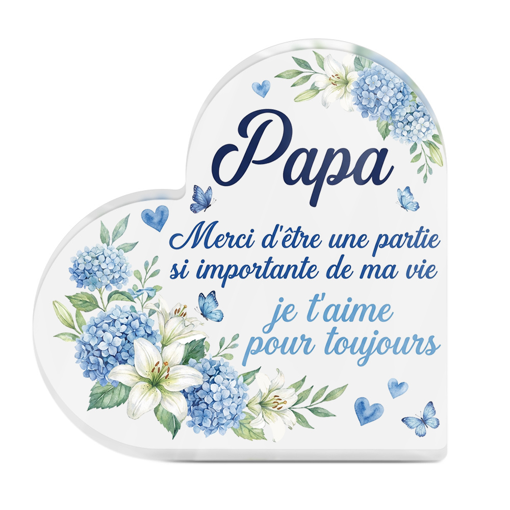 TEMU Plat 2D, 1 pièce PUTUO DECOR Panneau de Table Acrylique Français de Cœur "Papa, d' une Partie si " - Décoration de Bureau à Française Moderne