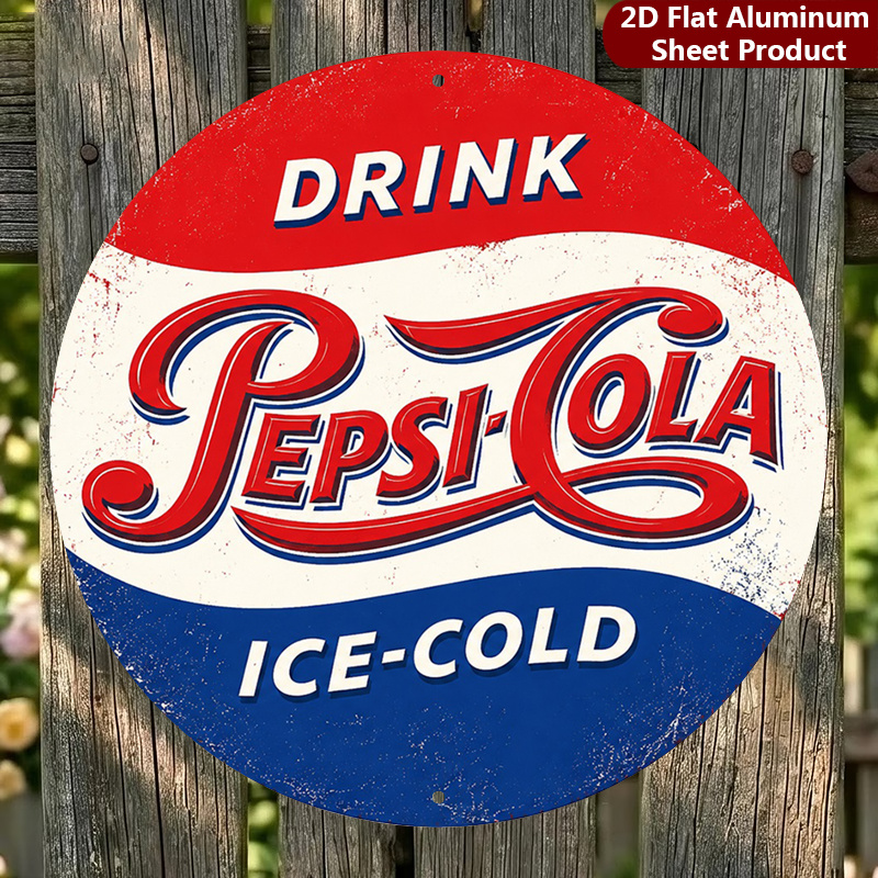 TEMU 2d Flat, 1pc, Cola Sign - 8x8 Inches,ice Cold Metal Wall Decor,vintage Look Decorative Sign Suitable For Garage, Cafe Decoration Or Halloween /