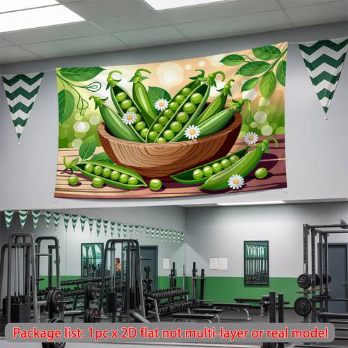 2d flat 2d flat banner 1pc in wooden bowl healthy vegetables summer garden wall background cloth suitable for home offices indoor and outdoor decoration 2d flat