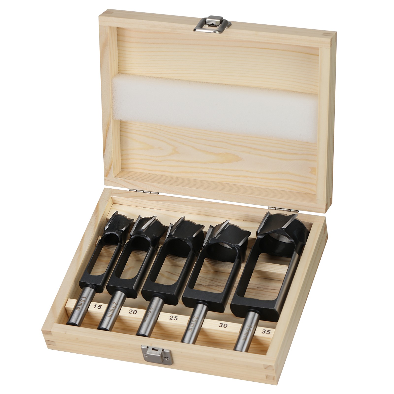 Image of 5pcs 65# Carbon Wood Plug Hole Cutter Drill Bit Sizes 15/20/25/30/35 High-round Rod Chisel Drill, Wood Dowel Hole Cutter, For Woodworking