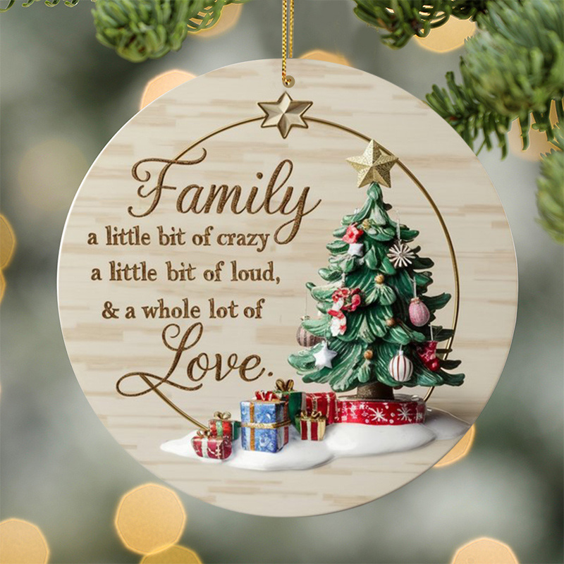 

2d Flat 1pc Festive Acrylic Christmas Tree Ornament - Family Themed Holiday Wall Hanging Decor With No Electricity Needed - Ideal For Home & Window Display And As A Keepsake Gift