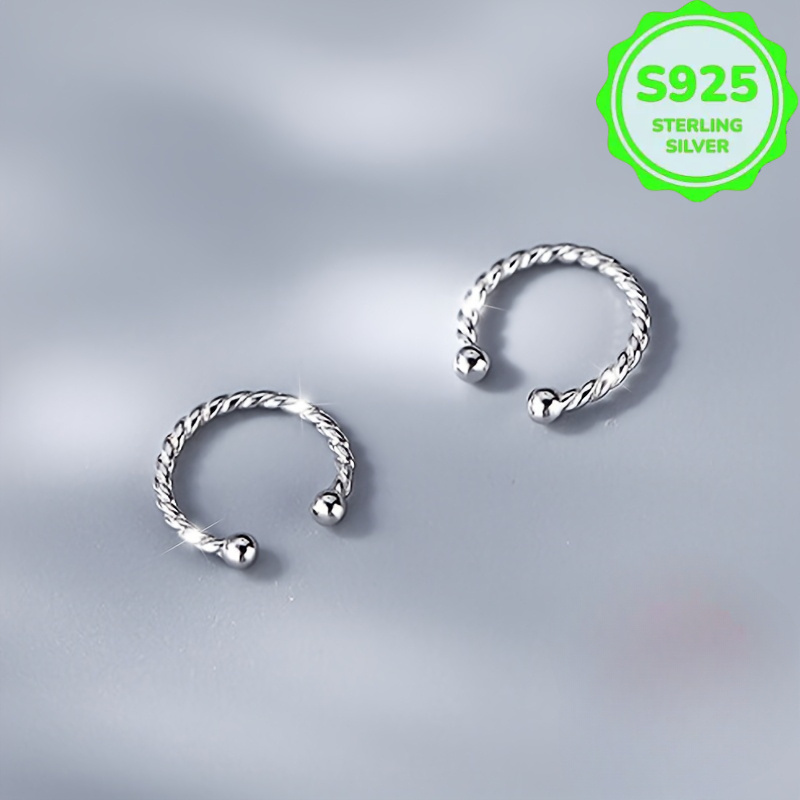 2 Women'S Twisted Ear Cuffs Silvery Style No Piercing Required