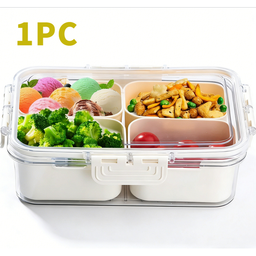 Compartmentalized Snack Box Container, Transparent Tray, Portable Board, Travel Snack Box Container, Snack Box, Suitable For Vegetables, Candy, Fruit, Nuts, Snacks