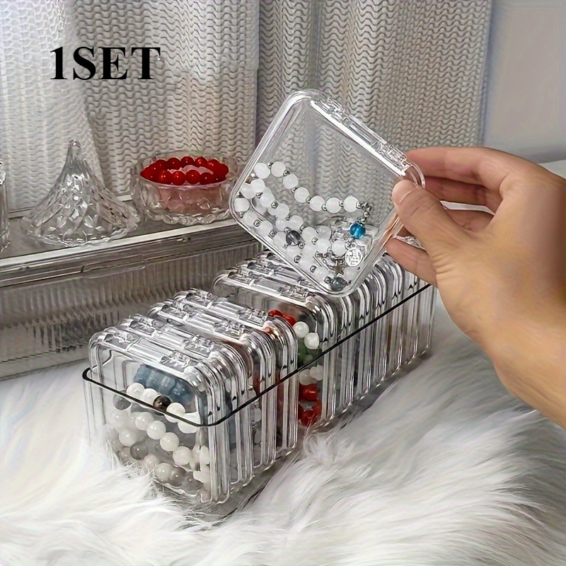 1 set 2 sets of elegant transparent plastic jewelry storage boxes including 2 large boxes and 26 small boxes suitable for bracelets necklaces earrings and rings perfect dressing table organization artifact perfect gift jewelry boxes Product details 2