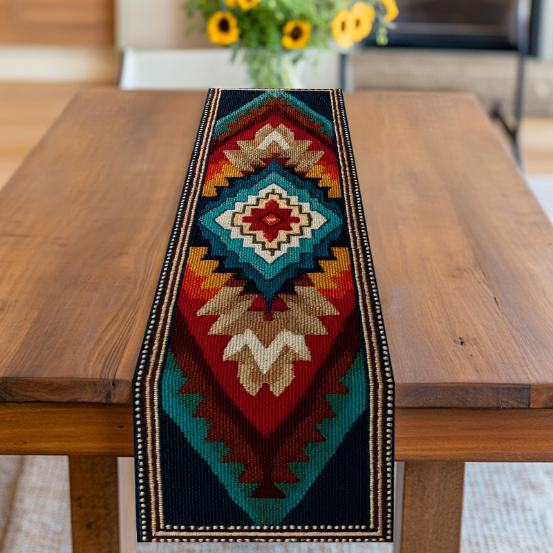 TEMU Table Runner,table Cover,geometric With Southwestern Elements,multicolor Tone,for Birthday,wedding,anniversary,graduation,housewarming And
