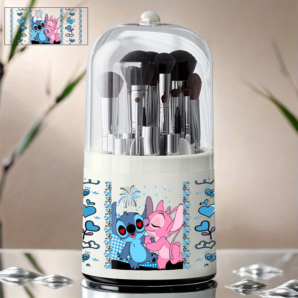 1pc     themed rotating makeup brush organizer large capacity plastic storage box with 360 degree rotation ideal for cosmetics stationery and desk organization holiday gift idea desk organization   design durable plastic   accessories Product details 0