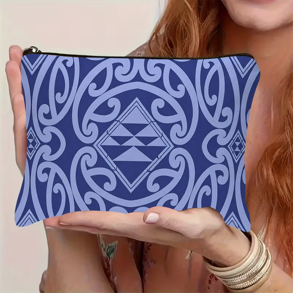 TEMU 1pc Maori Travel Makeup Bag Suitable For Weekend Trips & Short - Maori Design Compact Storage Pouch, Cultural Gift With Maori Patterns, For, For