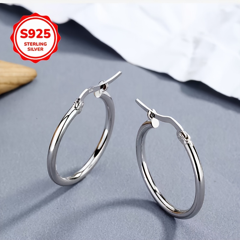 Women's 925 Sterling Silver Tubular Hollow Earrings