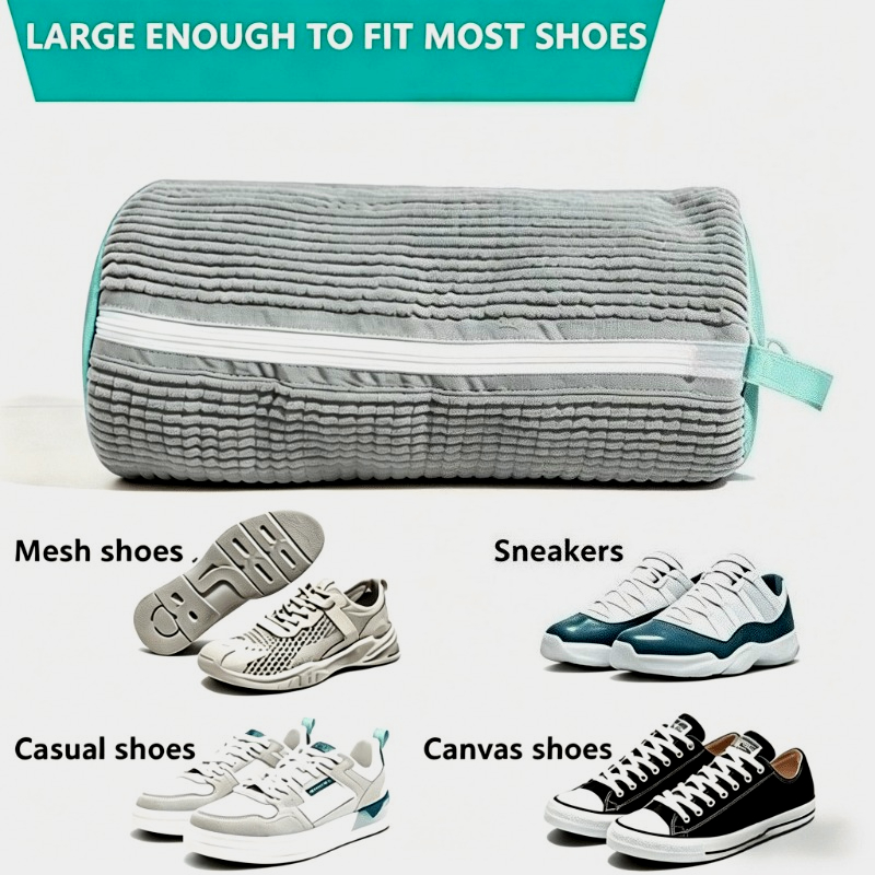 Image of 2pcs Washing Machine Shoe Washing Bag Set, 1 Reusable Washing Machine Shoe Cleaning Bag With Built-in Thick Brush, Includes 1 Plastic Shoe Brush