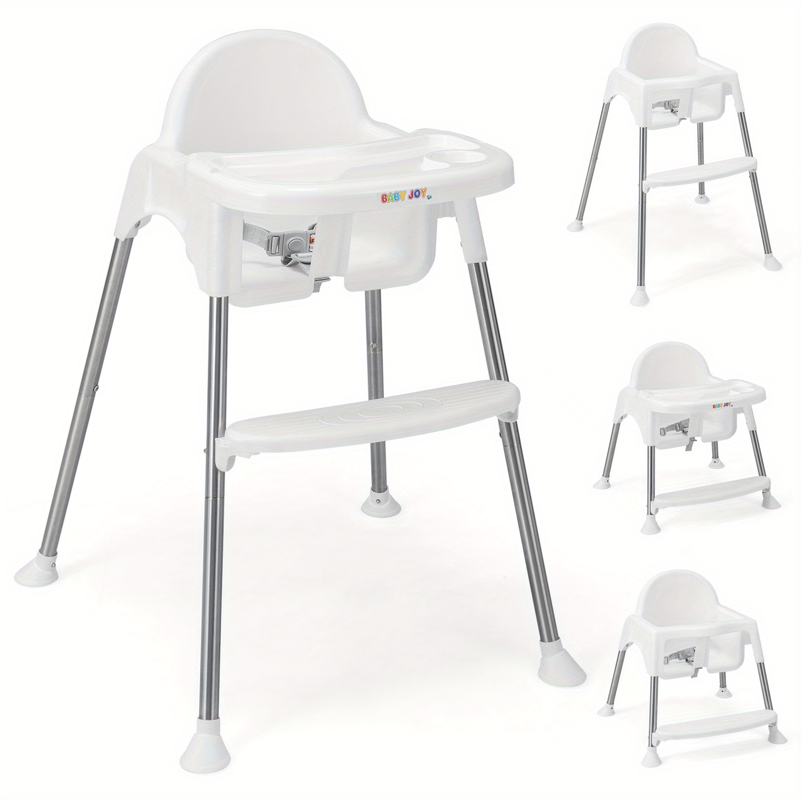 COSTWAY 4-IN-1 High Chair for Feeding And Dining with Dual Trays in White - Image 5