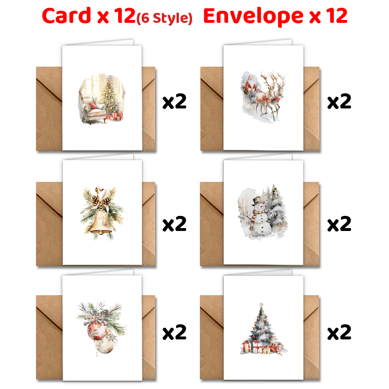 

Lot de 24 de vœux festives enveloppes - de et du An le Père , des bonhommes de , des dorées - , les fêtes d'hiver et les vœux de