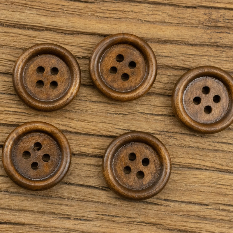 Image of 10pcs 20mm Vintage Distressed Color Thin Edge Shirt Cardigan Sweater Wooden Buttons Natural Wood Fasteners