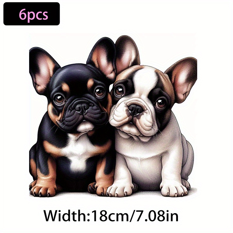 TEMU 6 pegatinas de transferencia de de Bulldog Francés, calcomanías para planchar, plástico duradero, decoración de almohadas para hacer camisetas,