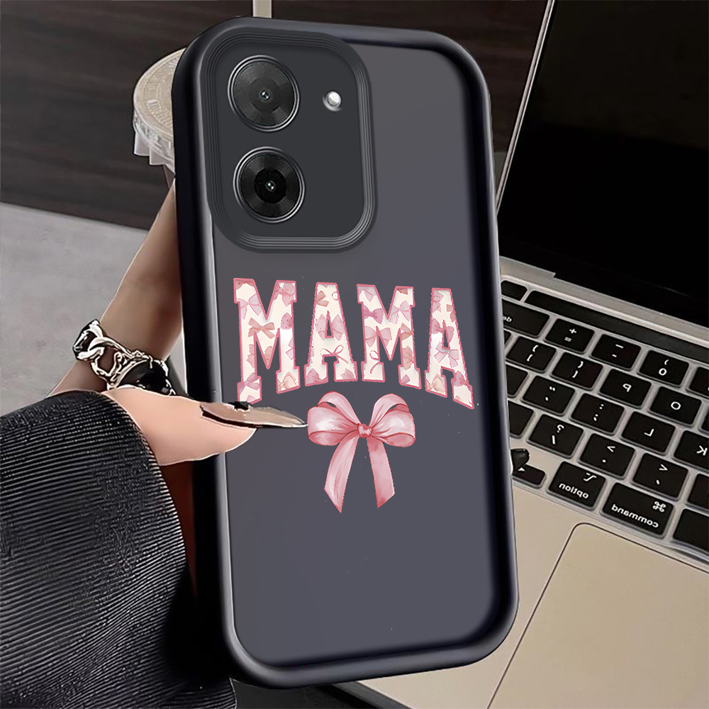 TEMU Phone Case: Mama's Bow Pattern Fashionable Shockproof Anti-fingerprint Full Coverage Thick Protective Soft Case For Redmi Models 6a, 9, 9a, 9c,
