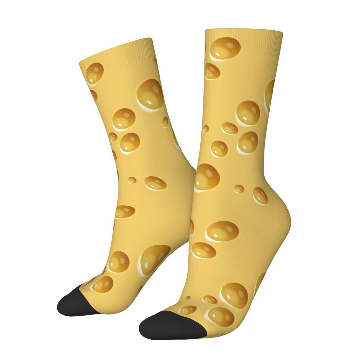 

1 Pair Unisex Novelty Cheese Socks, Polyester 95% Spandex 5% , Knitted Hip-hop Funny Socks For Men And Women