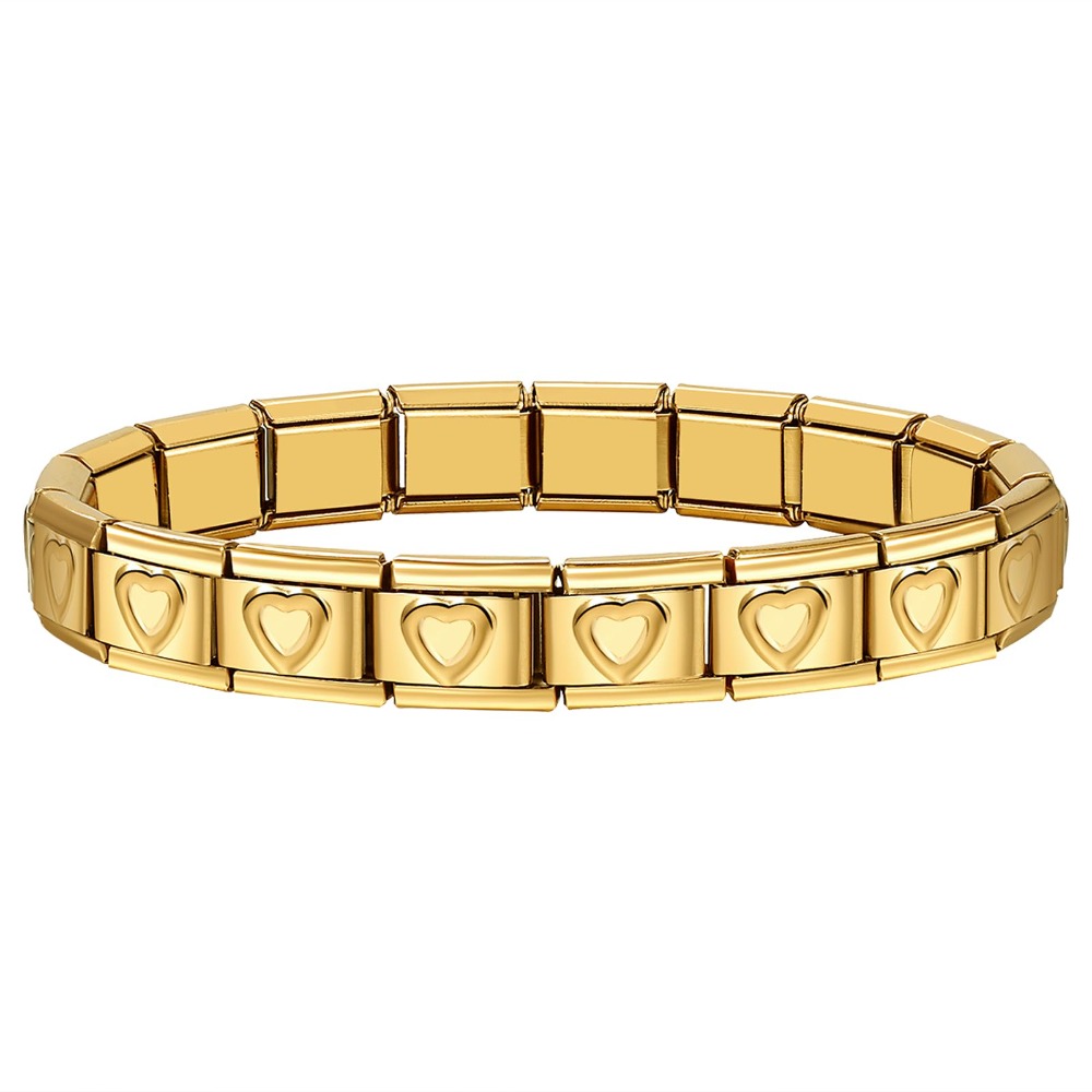 Image of Jewelrywe Bracelet With 9mm - Adjustable Modular Charm Bracelet Compatible For , Stainless Steel Charm, Valentine's Gift, Elegant Retro Jewelry, Izable With (no Plating