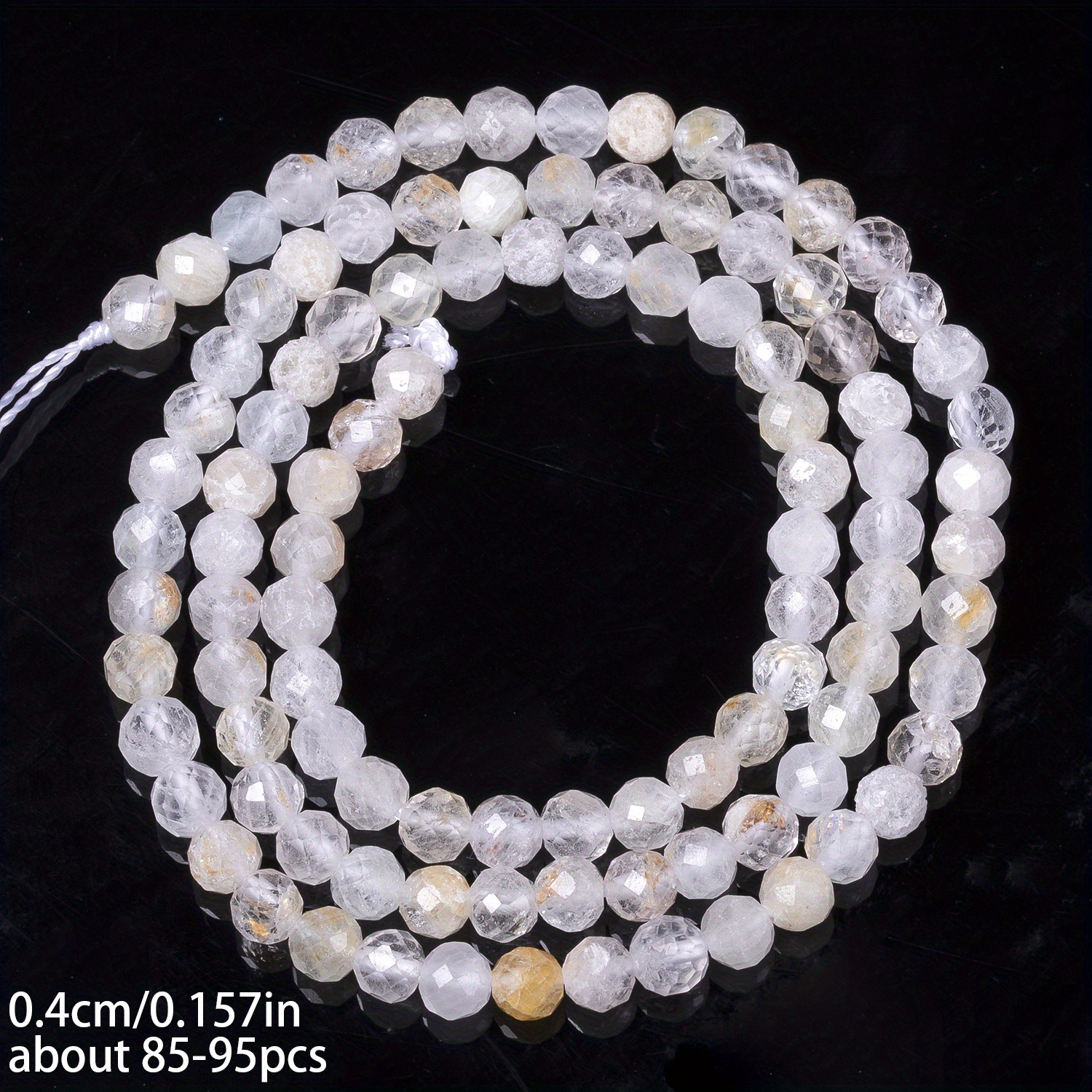 TEMU 2/ 3/ 4mm Natural Stone White Topaz Round Beads, Elegant Loose Beads, Suitable For Jewelry Making Diy Bracelets, Necklaces, Earrings Crafts,