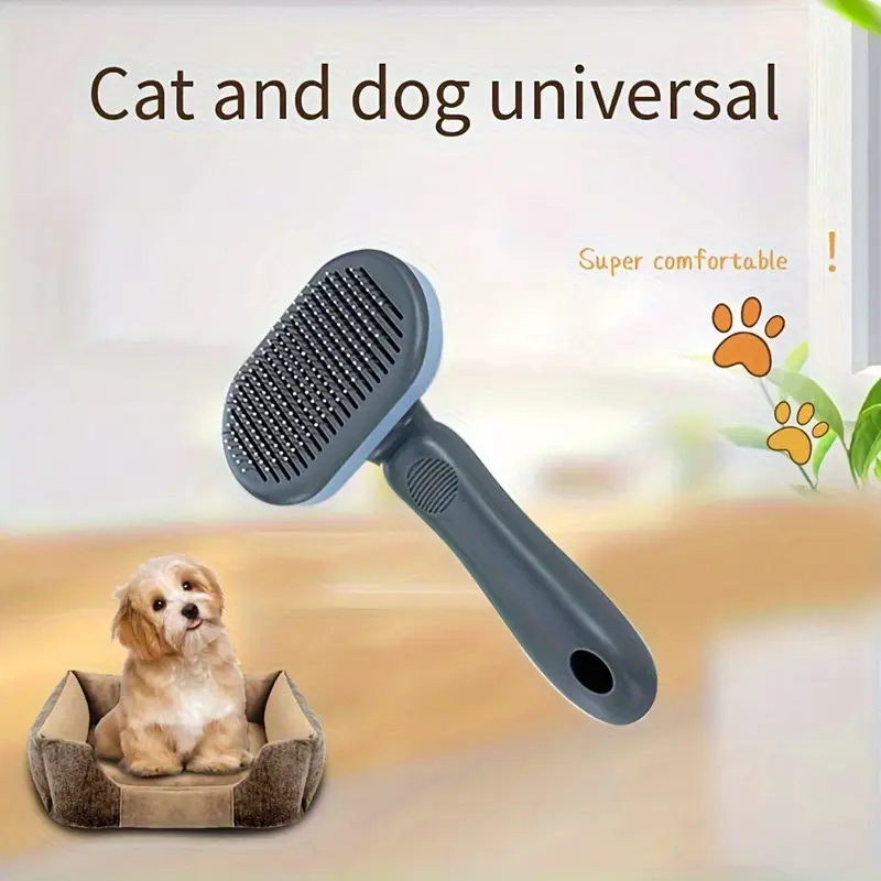 cat and removal brush pet hair removal waterproof grooming brush comb for long and short hair pets cat and dog massage self cleaning brush blue details 0