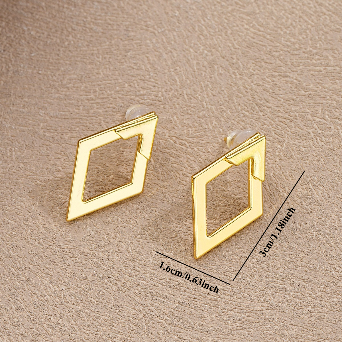 Fashion Double Layer Triangular Rhombus Stud Earrings, Geometric Style