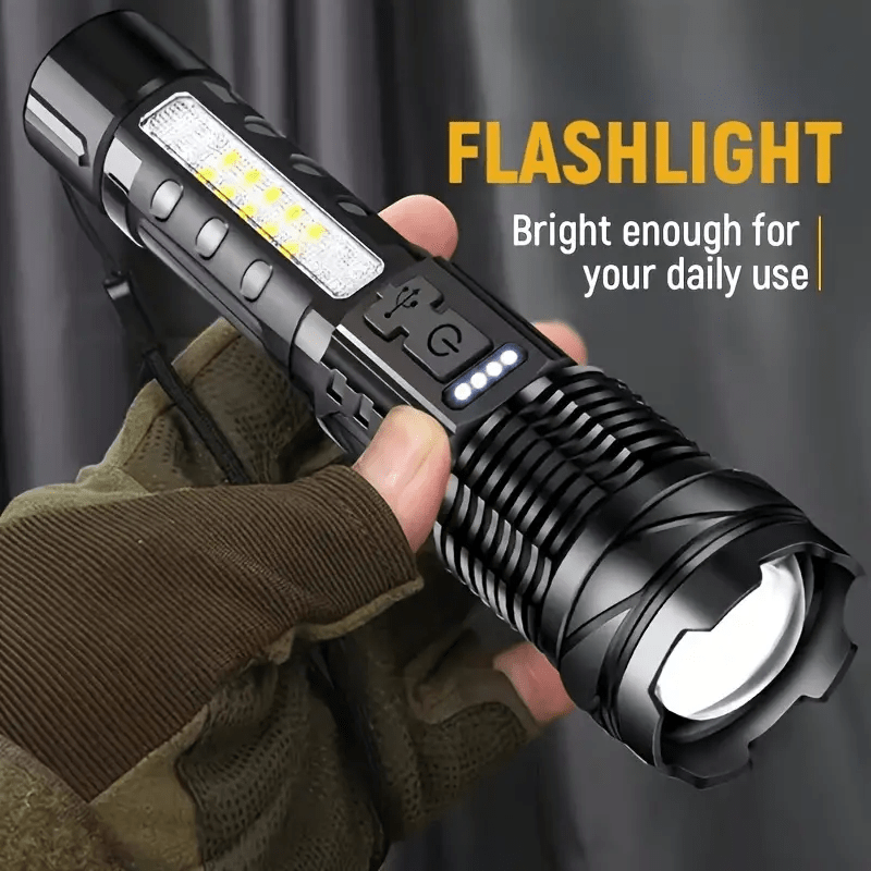 Ultra-Bright LED Flashlight with Adjustable Torch and COB Side Light