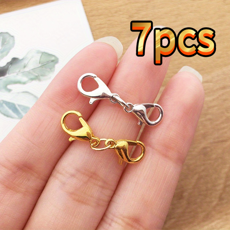 TEMU 7pcs Fermoirs de à double tête, couleurs argentées et dorées aléatoires expédiées, fermoirs de collier, fermoirs de bracelet pour la fabrication
