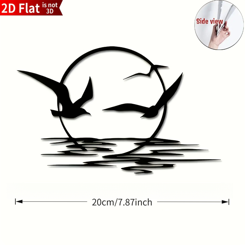 TEMU Art mural plat 2D, 2D plat, 2D plat 1pc en plastique, représentant le et des goélands - Décoration intérieure , thème unique d'oiseaux et de ,