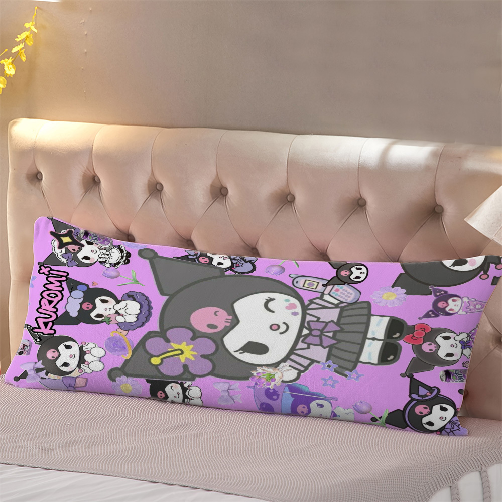 

1pc Sanrio Kuromi Abstract Painting Body Pillow, 20x54 Inches, Double-sided Print, Breathable Polyester, Contemporary Style, Machine Washable With Zip Closure For Room Types - Pillow Not Included