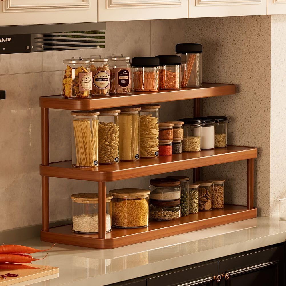 Kitchen Countertop Spice Organizer, Cup Shelf, Household Cupboard Cabinet Coffee Mug Cup Rack, Easy Dresser Desktop Wood Small Cosmetic Storage Rack