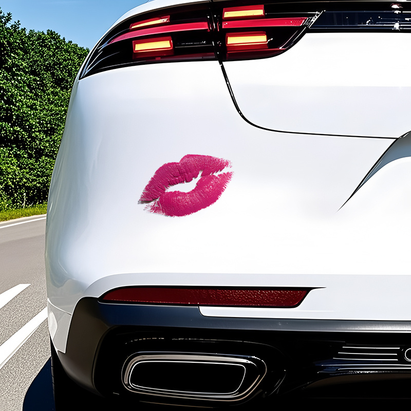 TEMU 2d Flat Car Pattern Sticker, Just Pattern Sticker, Pink Design Suitable For Car Rear, Motorcycle Surface, Truck, Wall, Glass, Metal, Ceramic