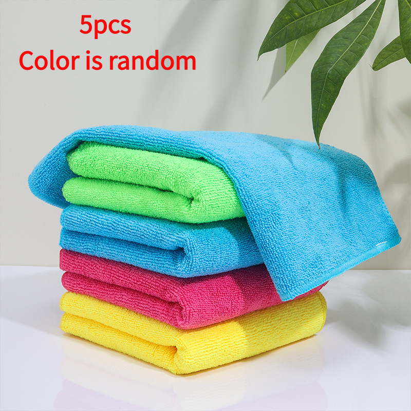 TEMU 5pcs Color Random Cleaning Towels Household Lint Wipes High Absorbency Dish Cloths Glass Cleaning Home Drying New Year Cleaning Set